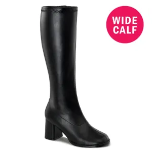 3 Inch Heel GOGO-300WC Black Pu  (Wide Calf)