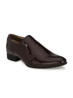 Hitz Men's Cherry Leather Slip-On Semi-Formal Shoes