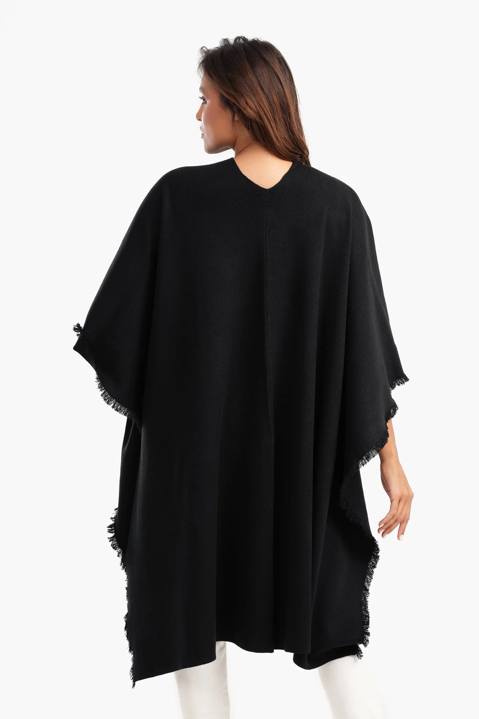 Loose Fit Solid Pattern Poncho