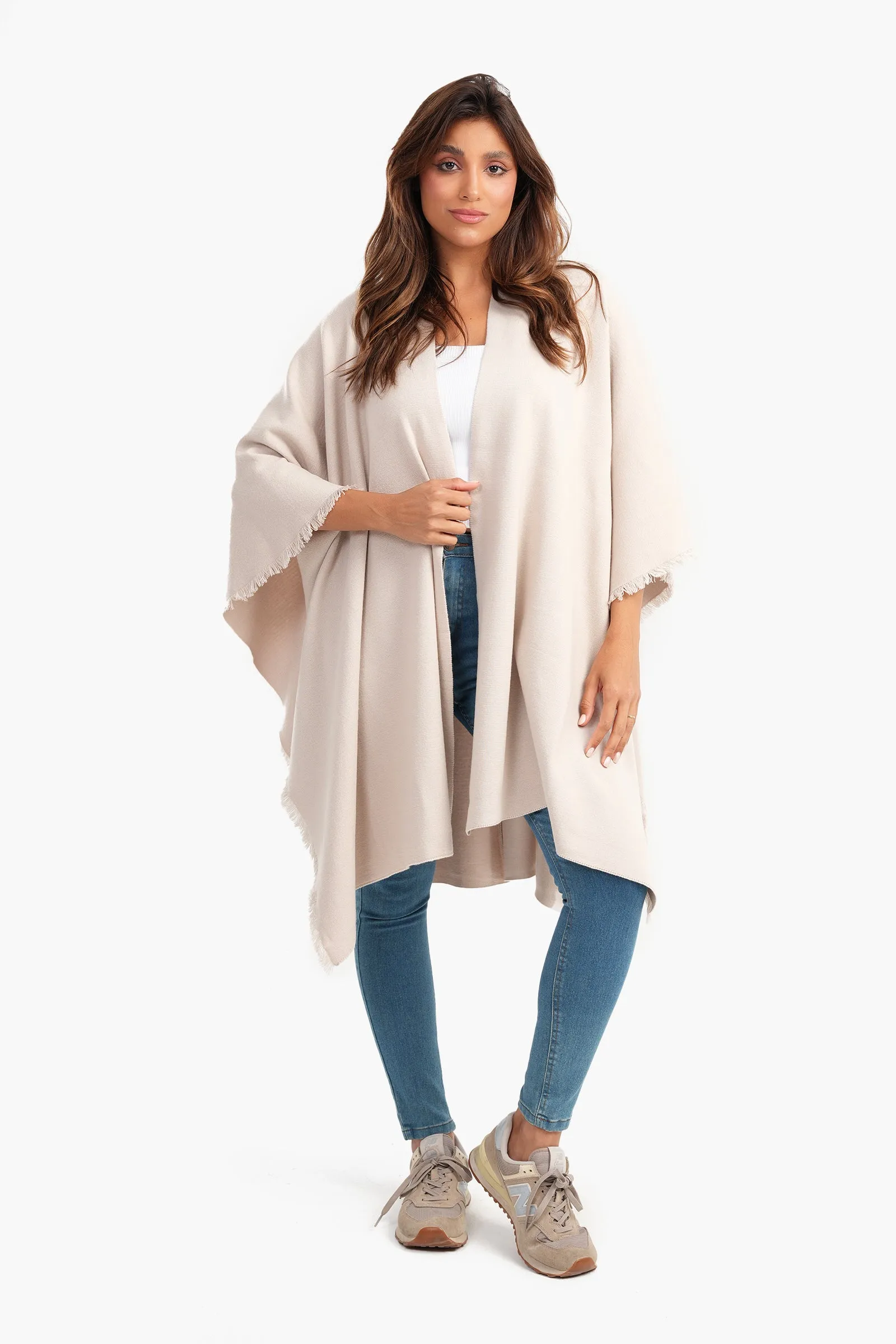 Loose Fit Solid Pattern Poncho