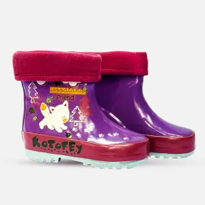 Pink Fox Flexible Rubber Rain Gumboots for Toddlers and Kids