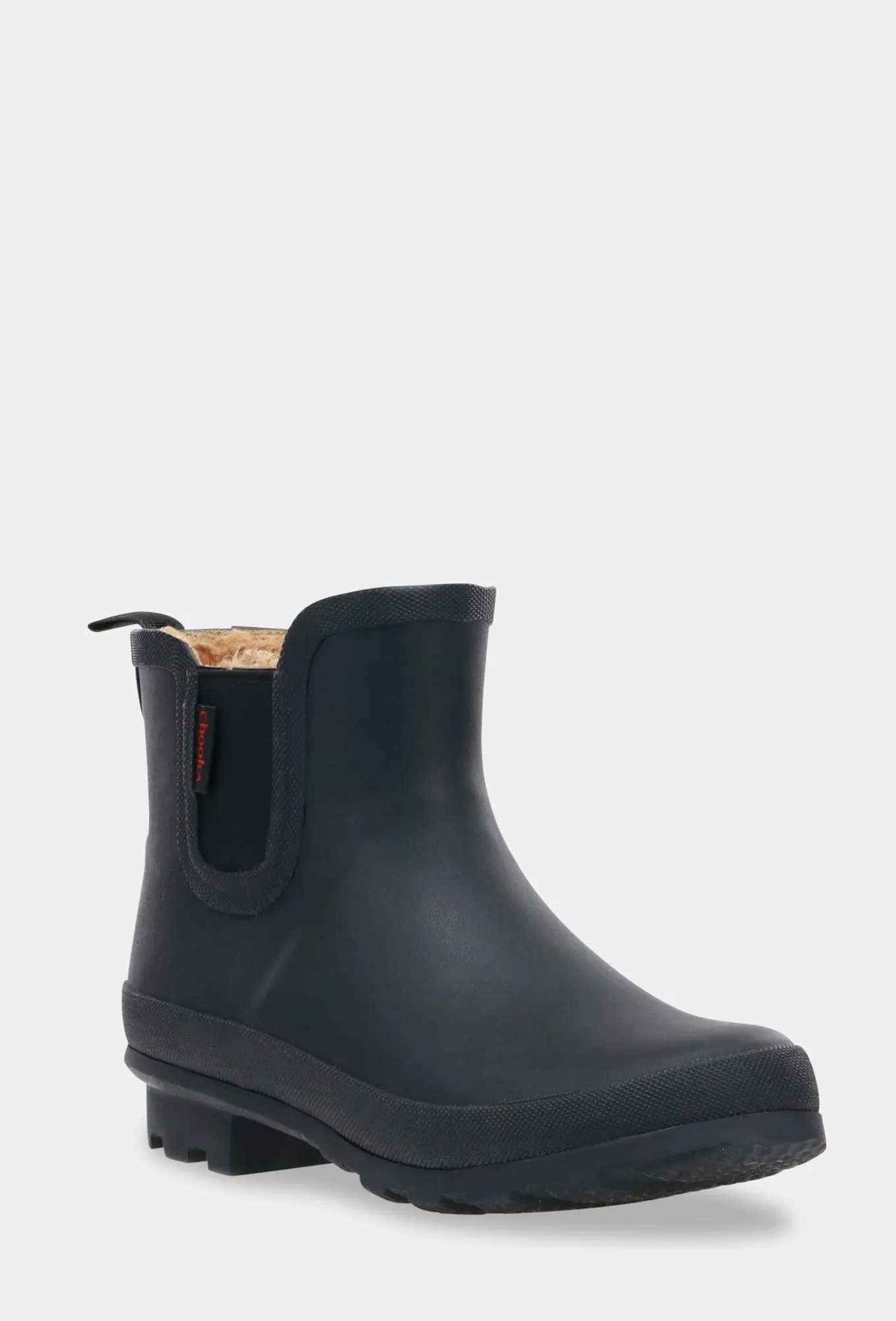 PLUSH CHELSEA RAIN BOOT- BLACK