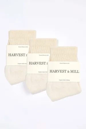 Women's 3 Pack Organic Cotton Socks Natural-White Ankle